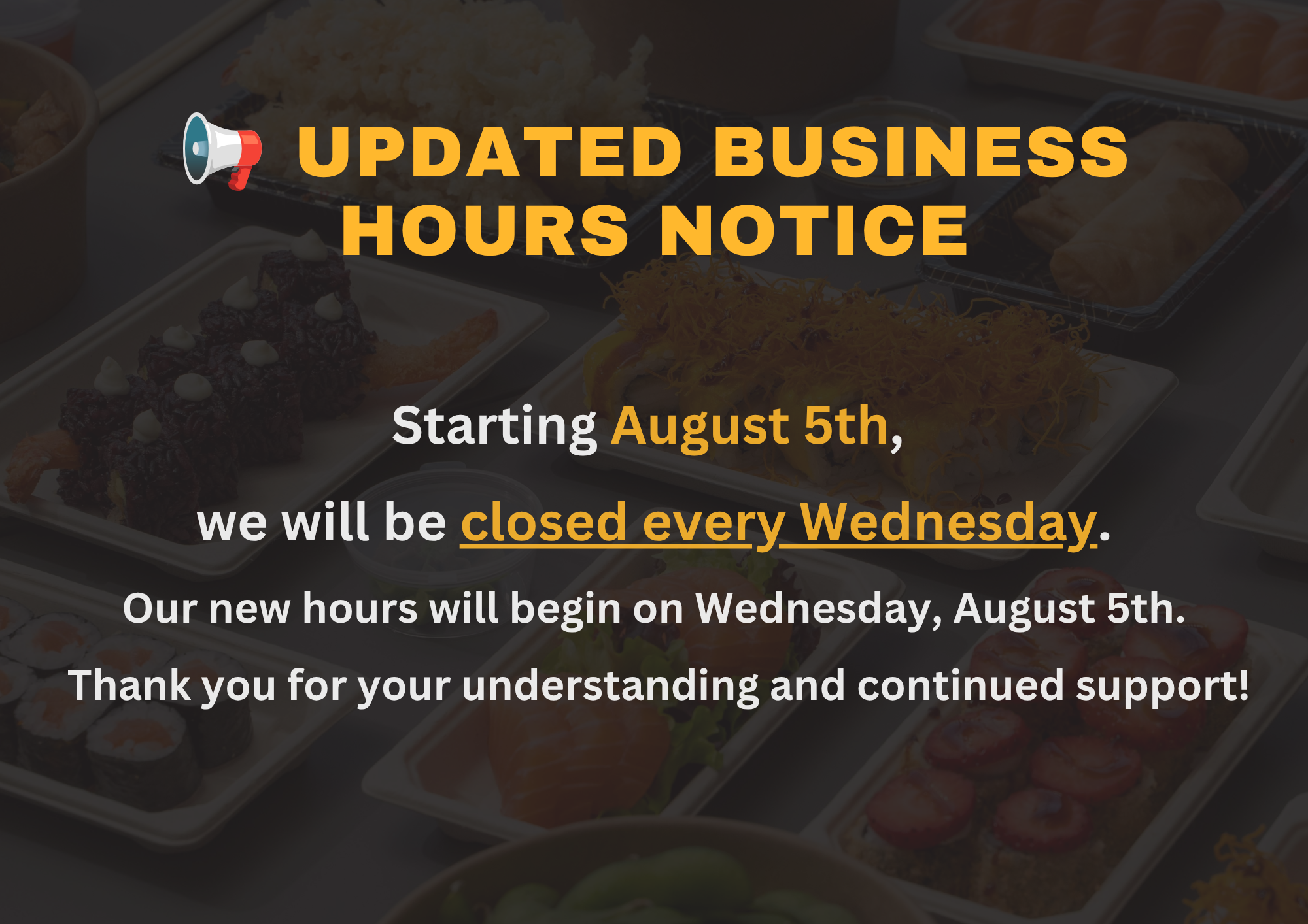 Notice of Special Operating Hours